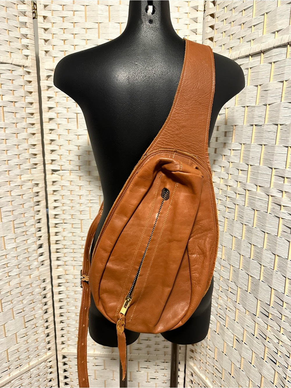 Leather Sling Bag - Brown